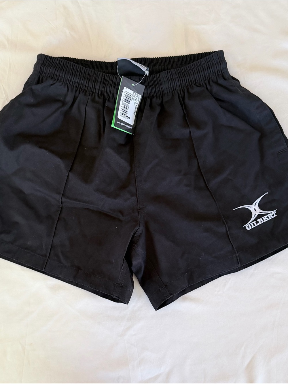 Men's Black Athletic Rugby Shorts with Elastic Waistband